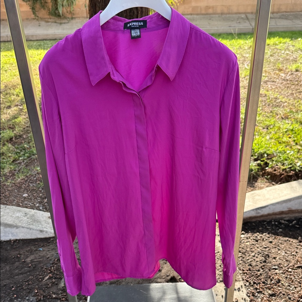 FINAL DISCOUNT Express Bright Pink Collared Shirt